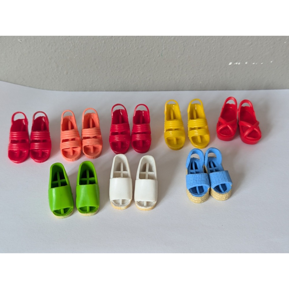 Vintage Kenner Bionic Woman Doll Shoes Red Coral Green Blue Sandals Wedges Lot 8
